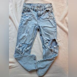 American Eagle Outfitters Distressed Ripped Jeans Size 0 Short Light Blue
